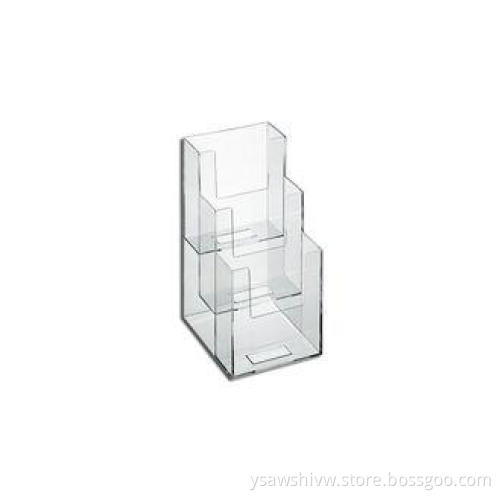 3 Tier Clear Brochure Display Racks , Wall Mount Magazine R